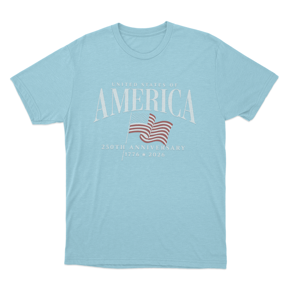 USA 250Th Anniversary Flag Unisex T Shirt Sky Blue USA 250Th Anniversary Flag Unisex T Shirt Sky Blue