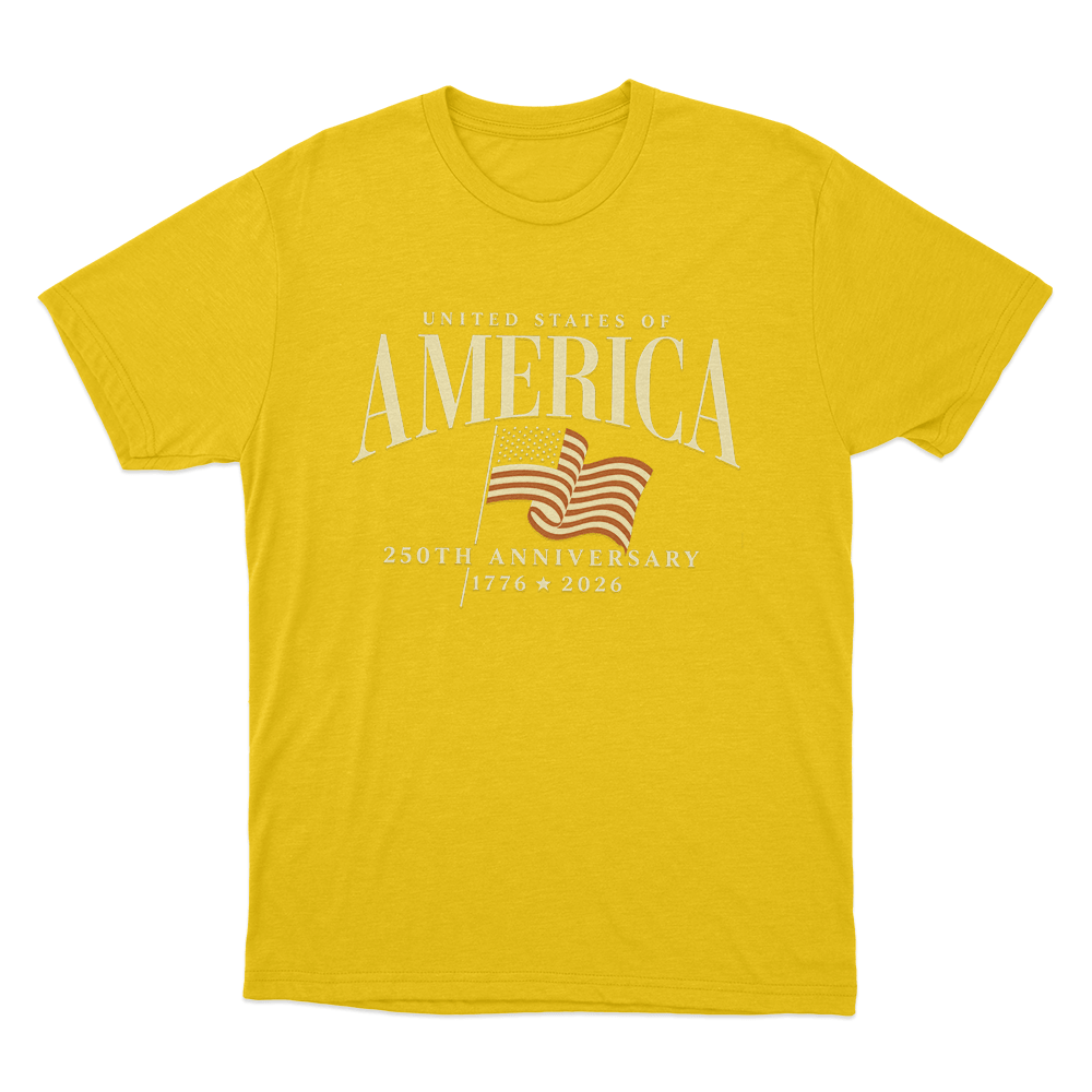 USA 250Th Anniversary Flag Unisex T Shirt Yellow USA 250Th Anniversary Flag Unisex T Shirt Yellow